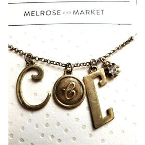 Melrose & Market "C" Triple Initial Antique Gold Necklace